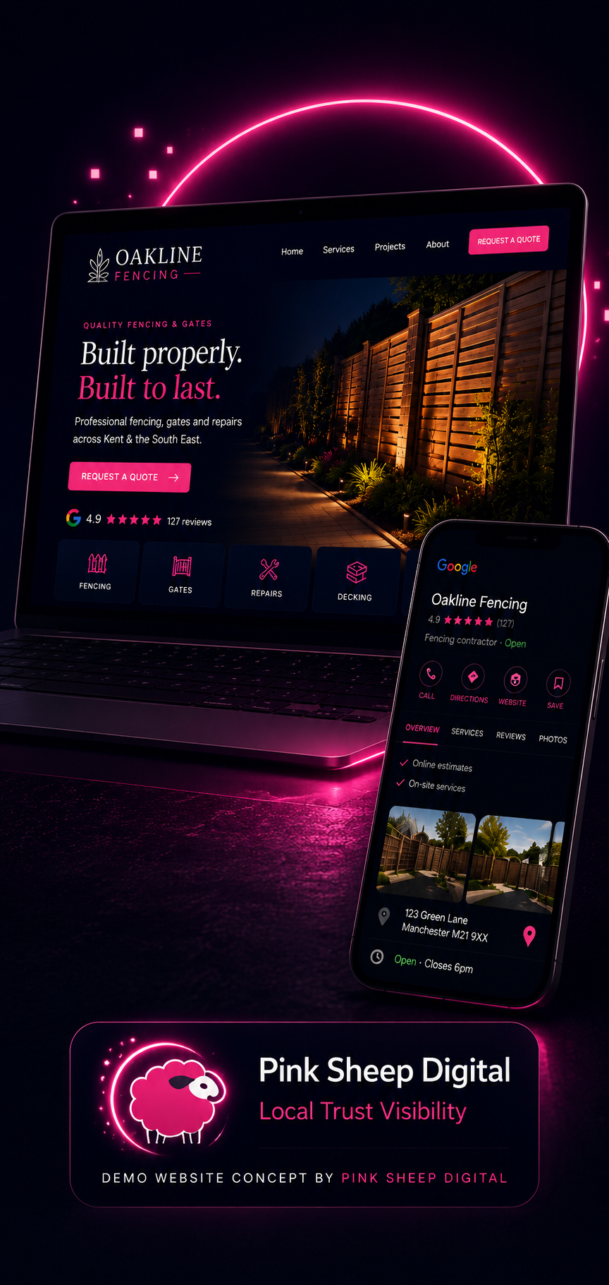 Pink Sheep Digital mobile trust snapshot preview for local trades